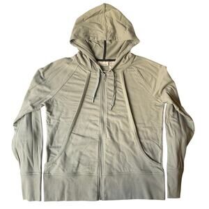 DKNY Jeans Women Jacket size L US Full Zip Hooded Stretchy Casual heather Gray